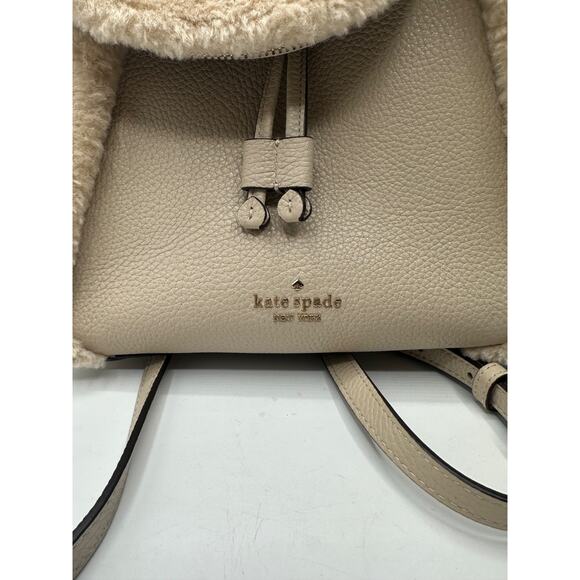 NWOT Kate Spade K9398 Leila Flap Backpack Fur Faux Shearling  display picture 3
